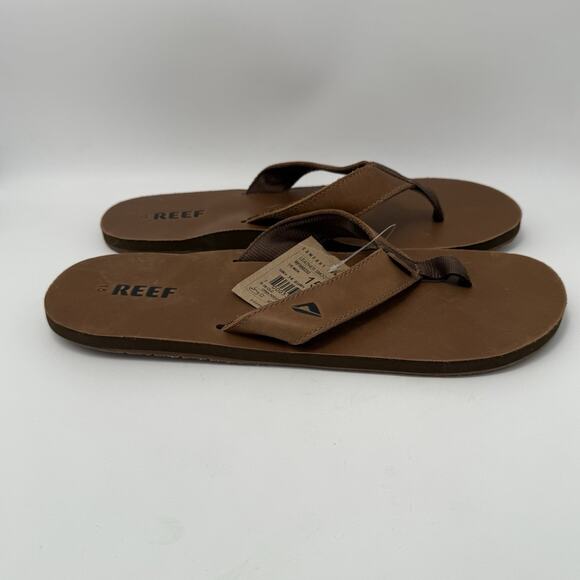 Reef Leather Smoothy Mens Flip Flop Size 15 BRONZE BROWN Sandal NEW NWT